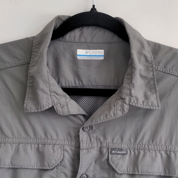 COLUMBIA | Omni-Shade Shirt Short Sleeves Pockets Mesh Back, Gray, Men's Size L - Picture 3 of 15
